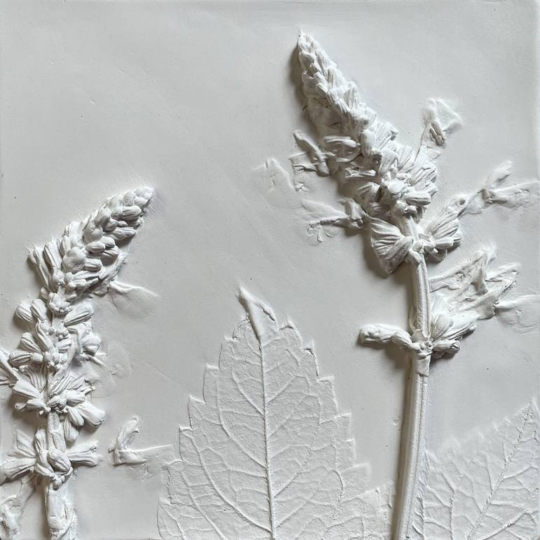 Purple Salvia Botanical Plaster Bas Relief - Print