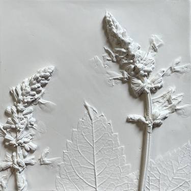 Purple Salvia Botanical Plaster Bas Relief thumb