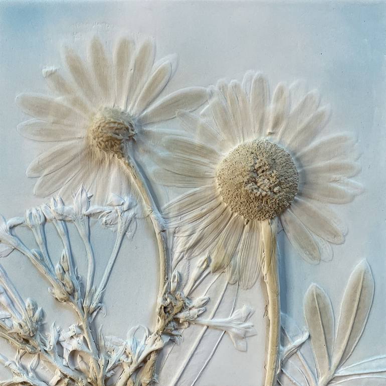 Daisy & Pentas Flower Fossil Plaster Artwork - Print