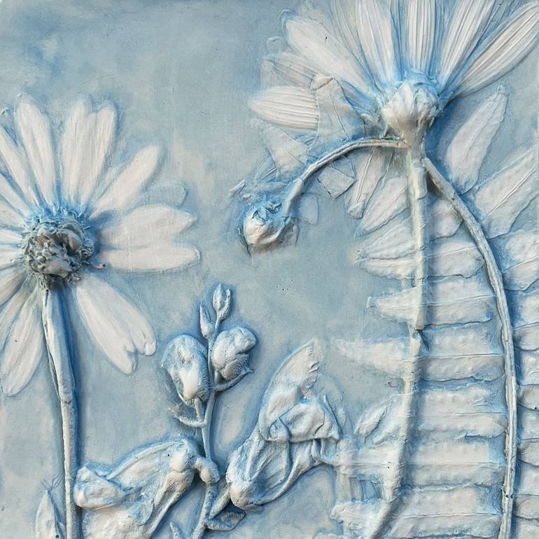 Blue Daisies Plaster Flower Fossil - Print