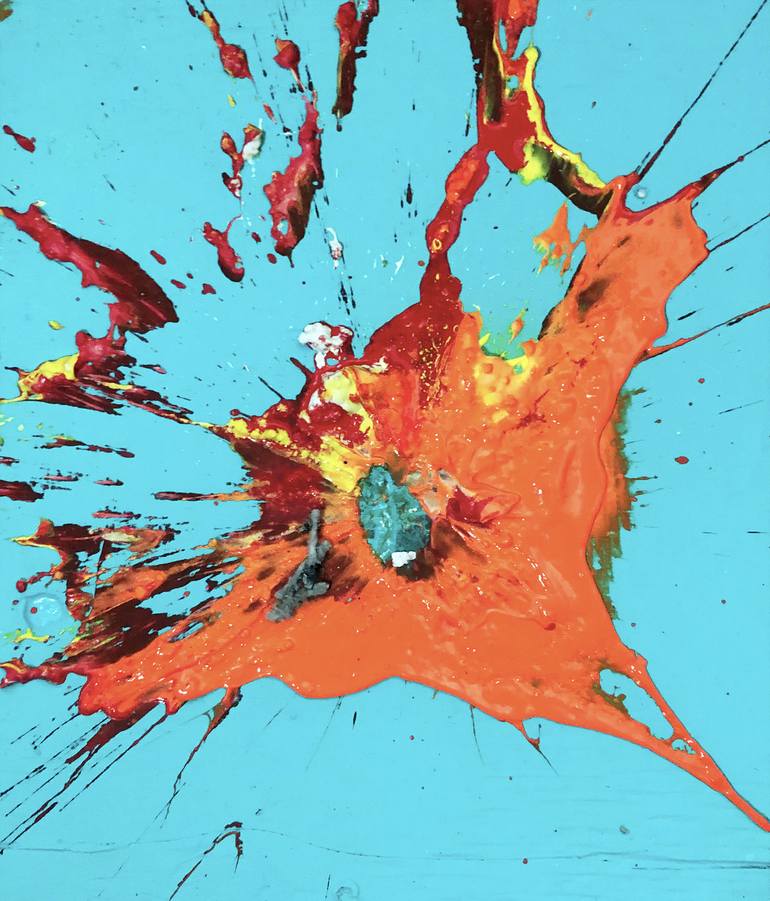 Orange Sledgehammer Explosion Painting by Chris Crewe Saatchi Art