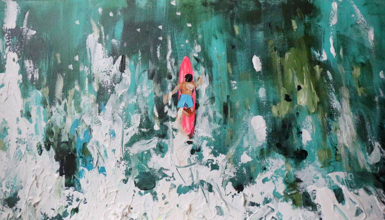 Original Abstract Beach Painting by Heun Oak Kim