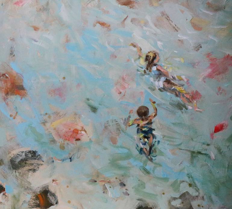 Original Abstract Beach Painting by Heun Oak Kim