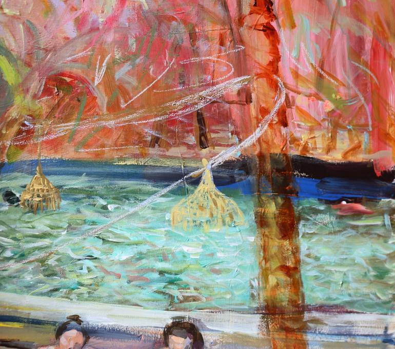 Original Abstract Beach Painting by Heun Oak Kim