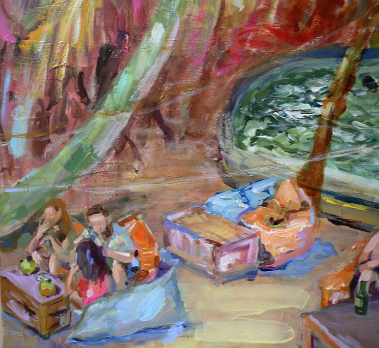 Original Abstract Beach Painting by Heun Oak Kim