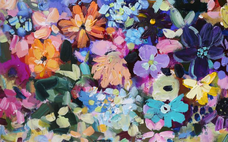 Original Abstract Floral Painting by Heun Oak Kim