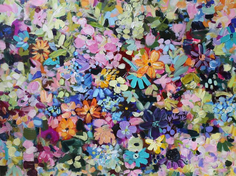 Original Abstract Floral Painting by Heun Oak Kim