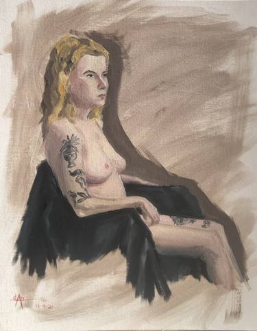 Sitting, Tattoos, Live Model Study thumb