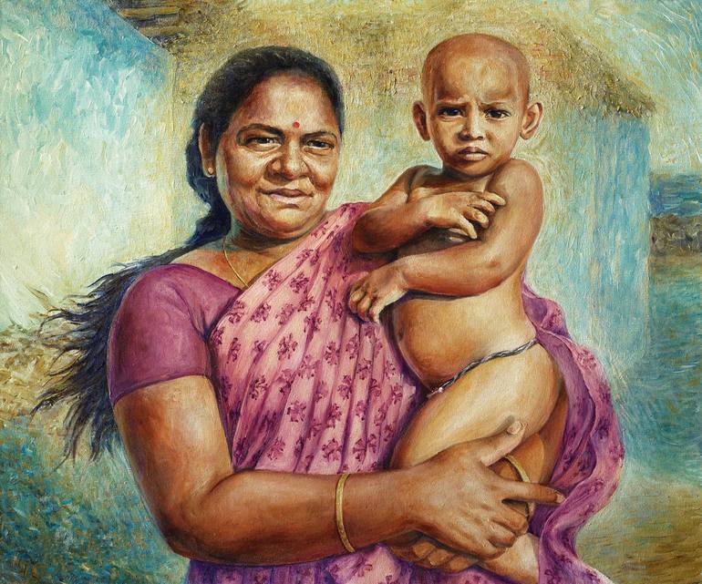 indian mother and child art