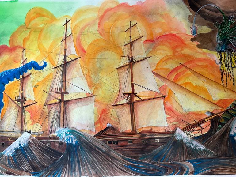 Original Illustration Boat Painting by Andrew Thompson