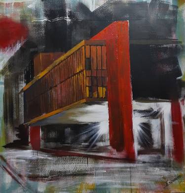 Original Abstract Architecture Painting by Marly Genuino