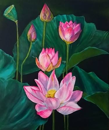 Water Lilies in Moonlight thumb