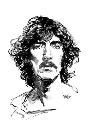 George Harrison - Brush Pen and Pencil on Cream paper (2024) thumb