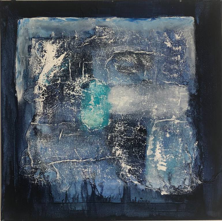 Original Abstract Painting by Margret Trimborn | Abstract Art on Canvas | winter walk at the frozen lake I