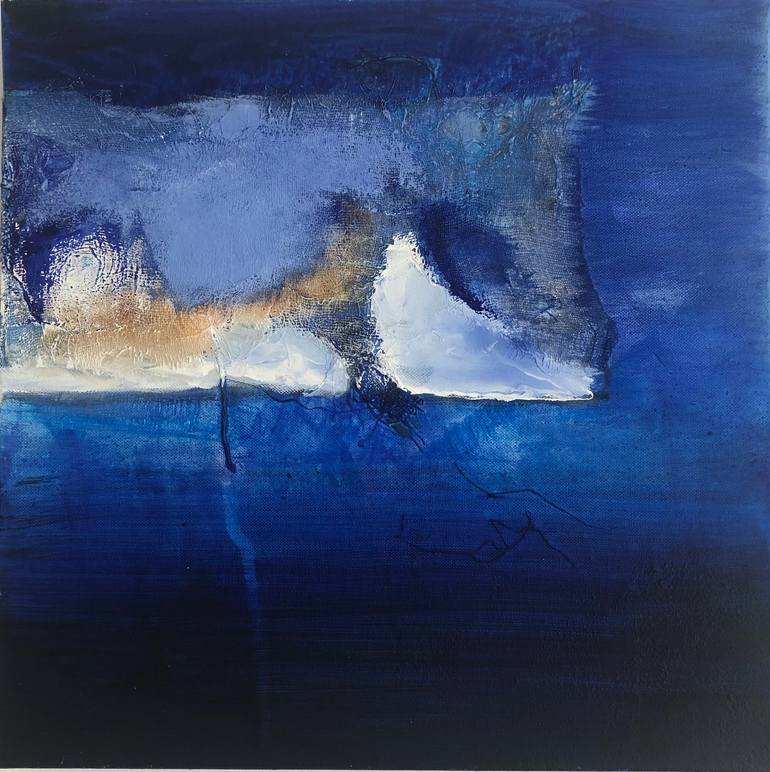 Original Abstract Painting by Margret Trimborn | Abstract Art on Canvas | winter walk at the frozen lake II