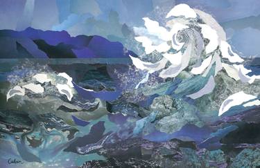 Original Impressionism Seascape Collage by Calvin Hoff