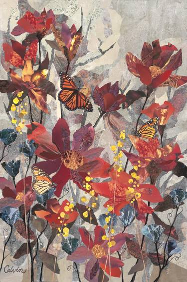 Original Impressionism Floral Collage by Calvin Hoff