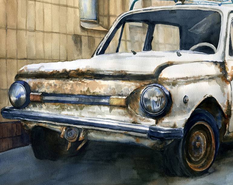 Original Realism Automobile Painting by Elena Kashchenko