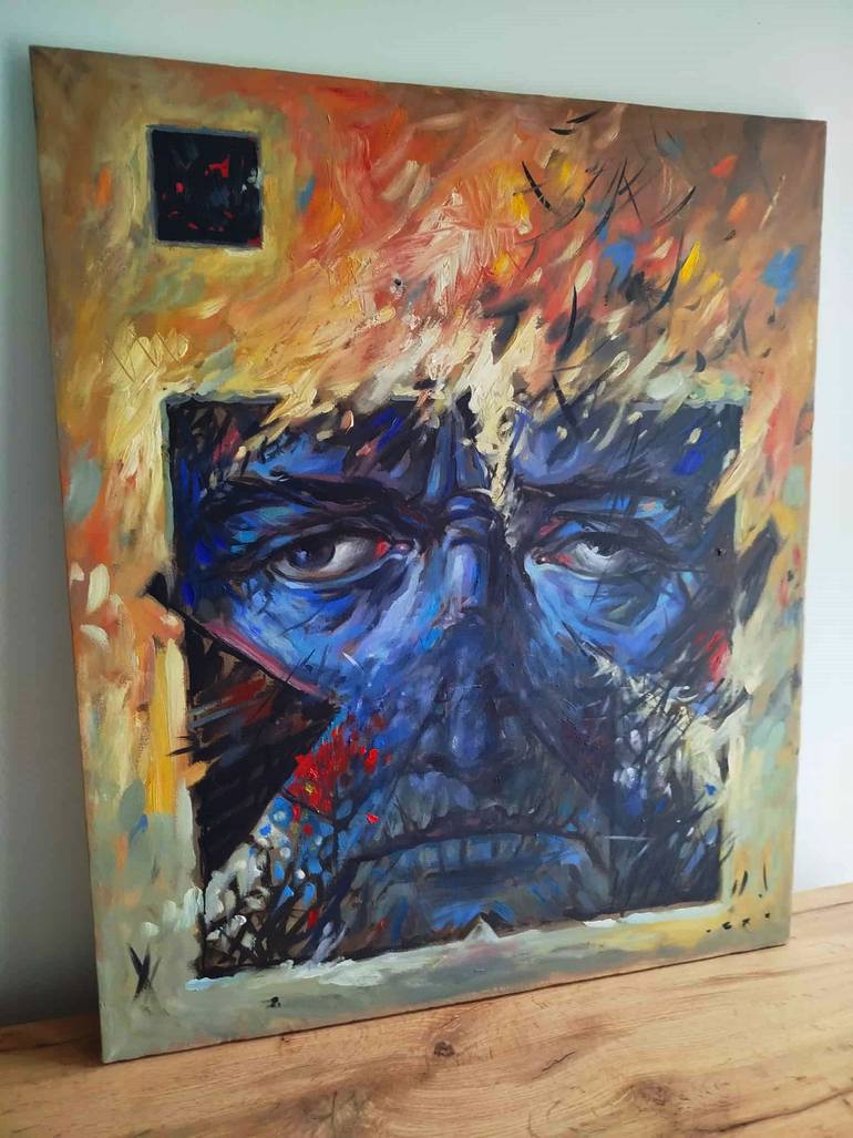 Original Expressionism Men Painting by Vitalie Gherstoaga