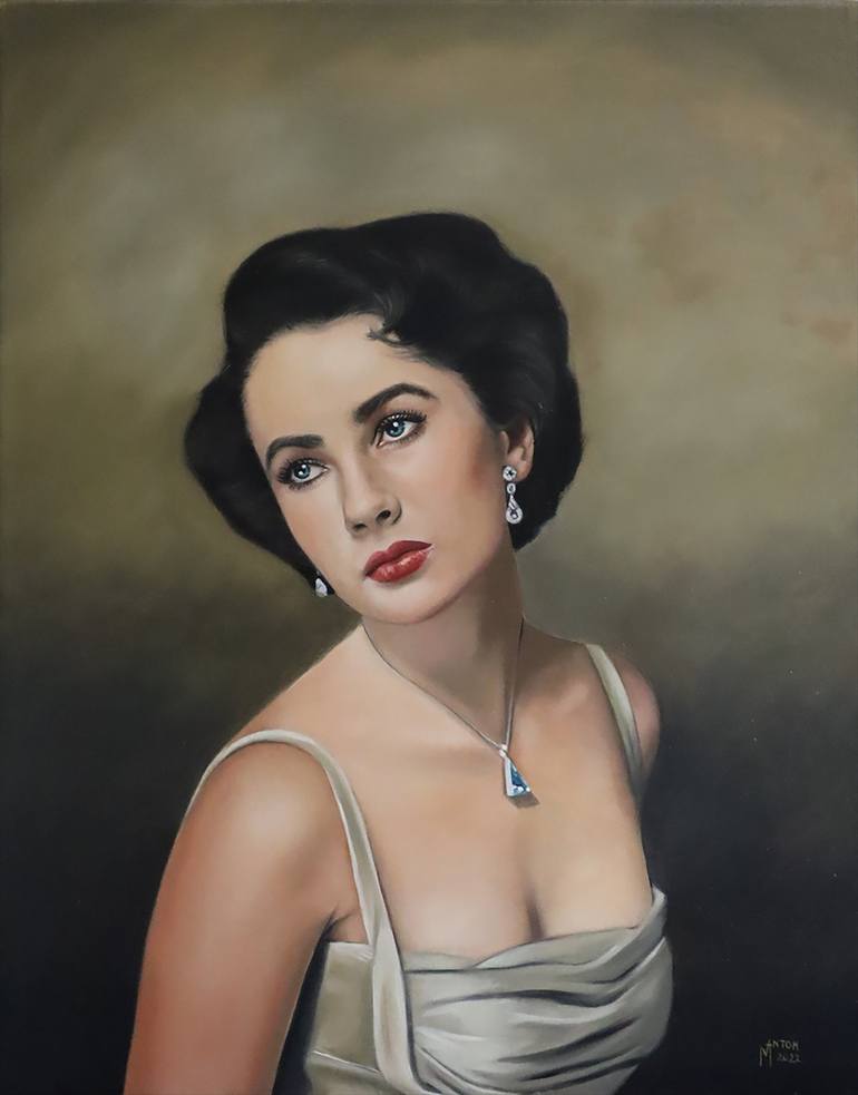 Elizabeth Taylor portrait Painting by Mihaela Anton | Saatchi Art