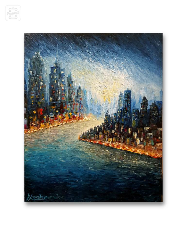 Original Impressionism Cities Painting by Angeliki Charalampopoulou
