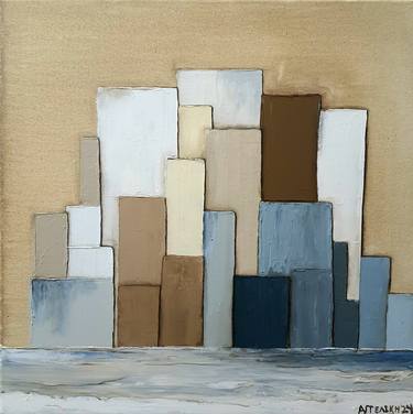 Original Minimalism Cities Paintings by Angeliki Charalampopoulou