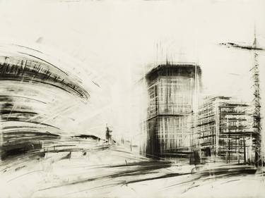 charcoal drawings of buildings