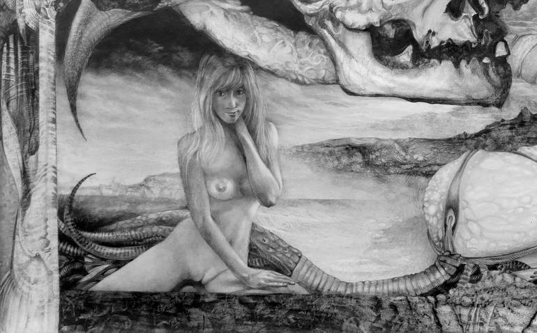 Original Modernism Fantasy Drawing by Otto Rapp
