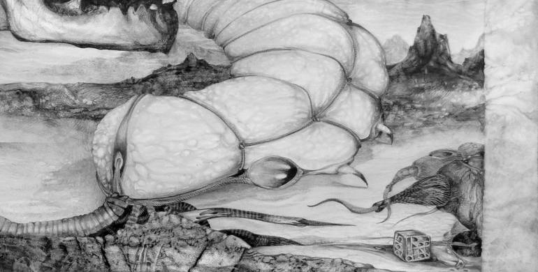Original Modernism Fantasy Drawing by Otto Rapp