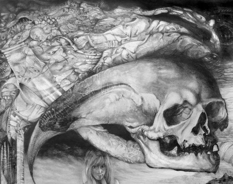 Original Modernism Fantasy Drawing by Otto Rapp