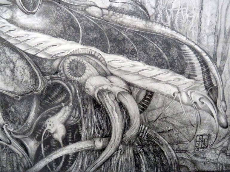 Original Surrealism Fantasy Drawing by Otto Rapp