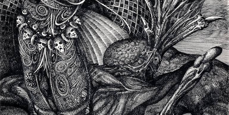 Original Surrealism Fantasy Drawing by Otto Rapp
