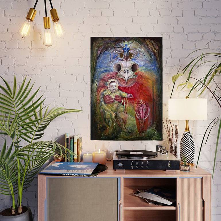 Original Surrealism Fantasy Painting by Otto Rapp