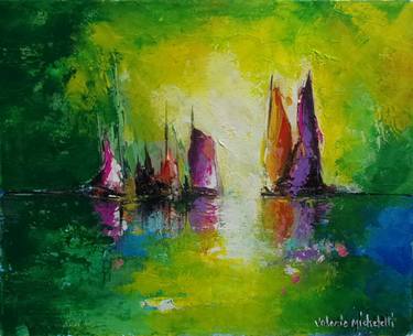 Original Figurative Boat Paintings by valérie micheletti