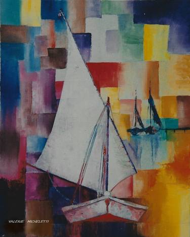 Print of Figurative Sailboat Paintings by valérie micheletti