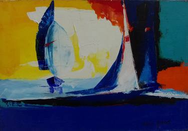 Original Contemporary Sailboat Paintings by valérie micheletti