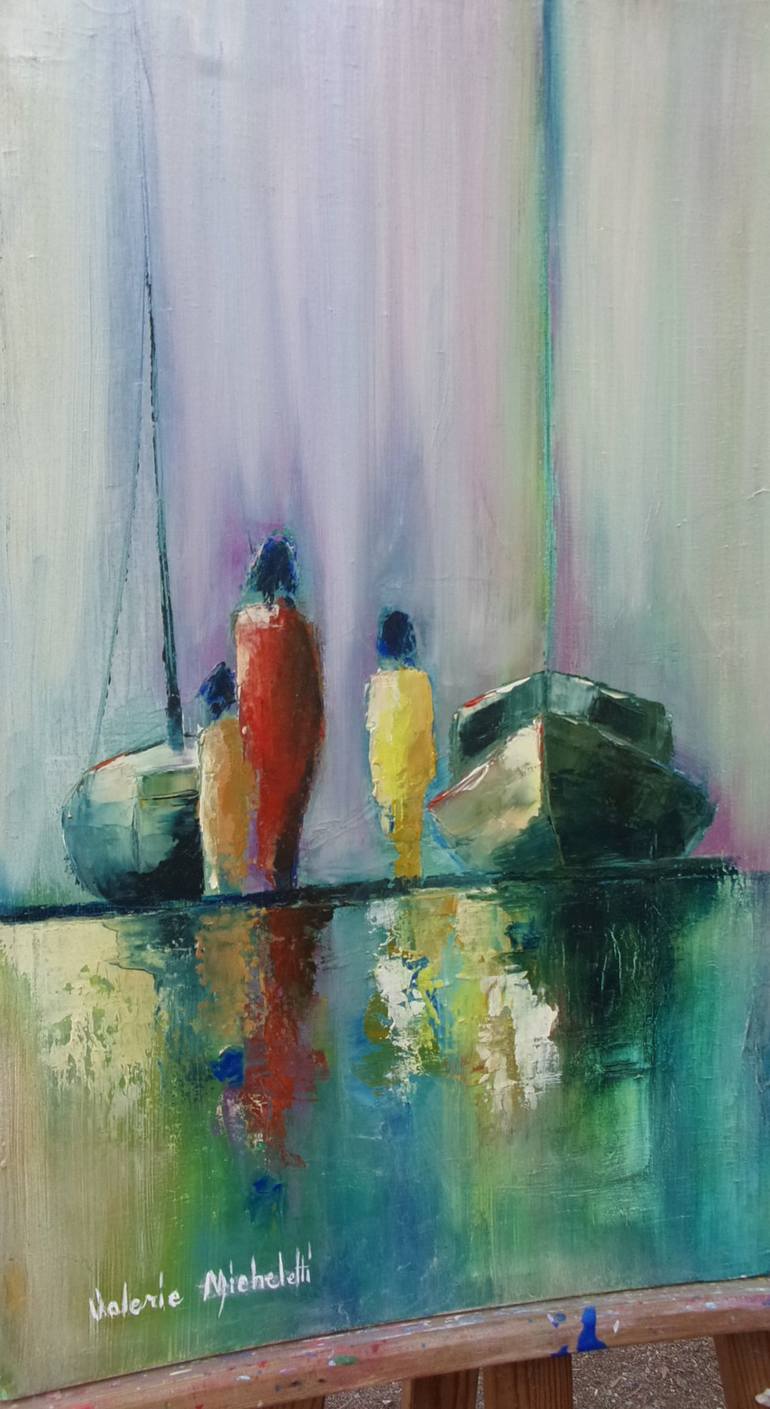 Original Abstract Expressionism Boat Painting by valérie micheletti