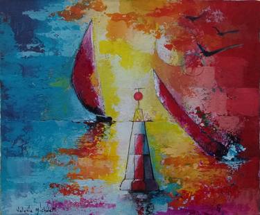 Original Contemporary Boat Paintings by valérie micheletti