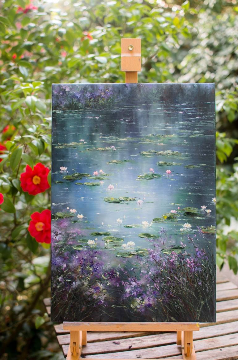 Pond with water lilies Painting by Nati Artist | Saatchi Art