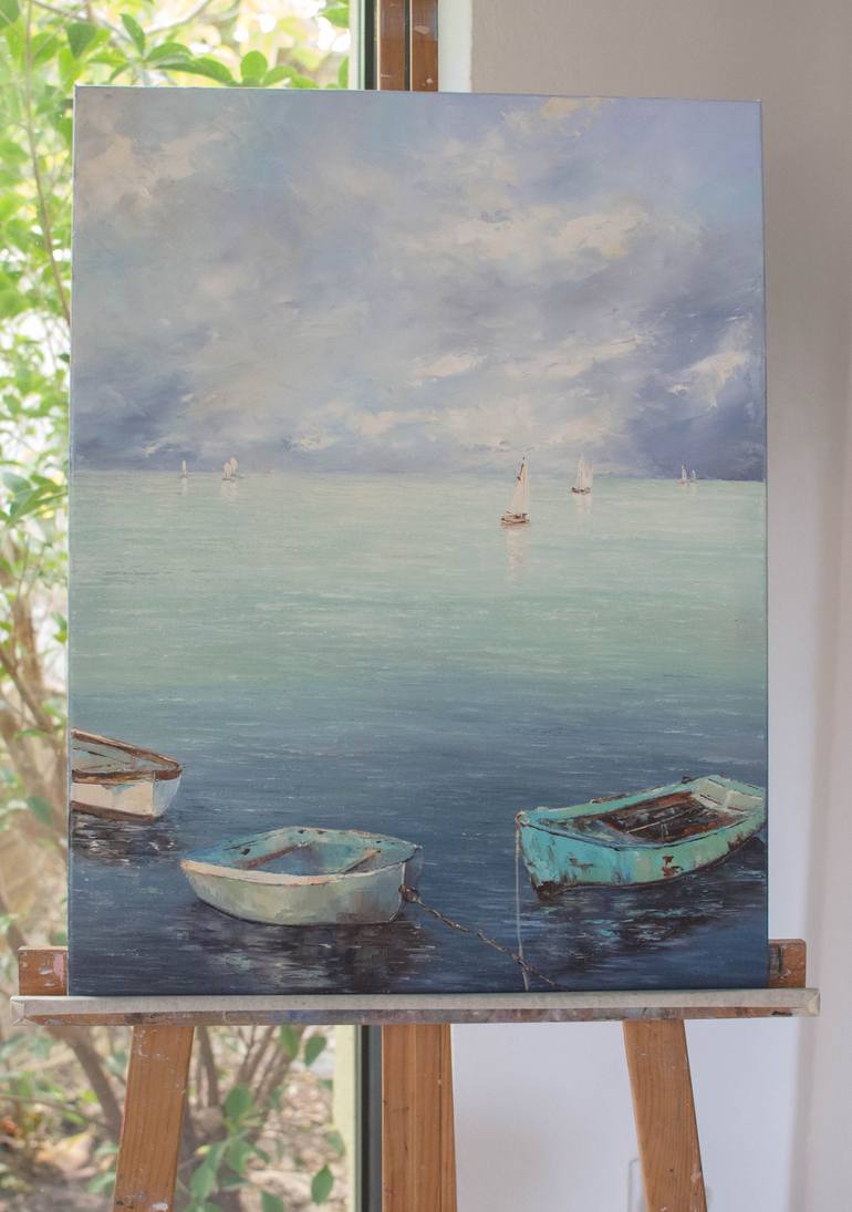Original Expressionism Boat Painting by Nati Artist