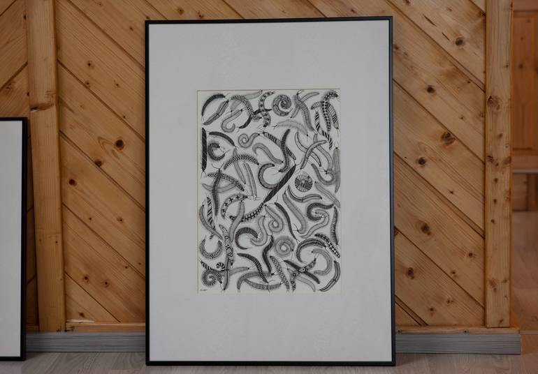 Original Abstract Animal Drawing by Ala Botnarescu