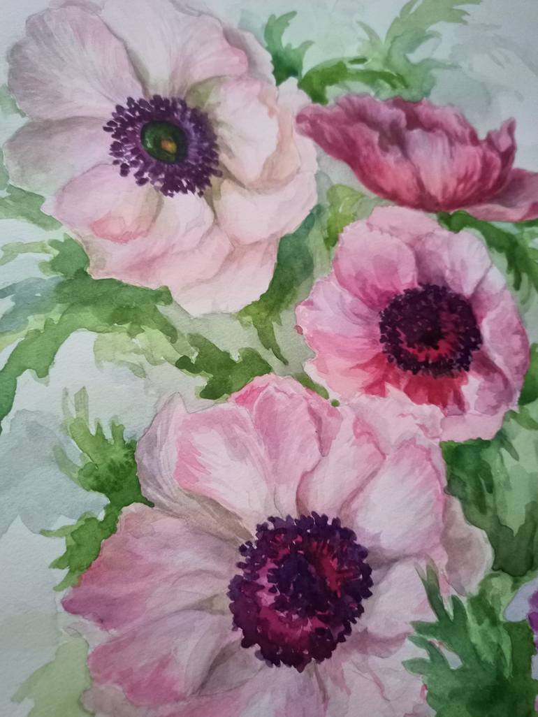 Original Fine Art Floral Painting by Elena Polumordvinova