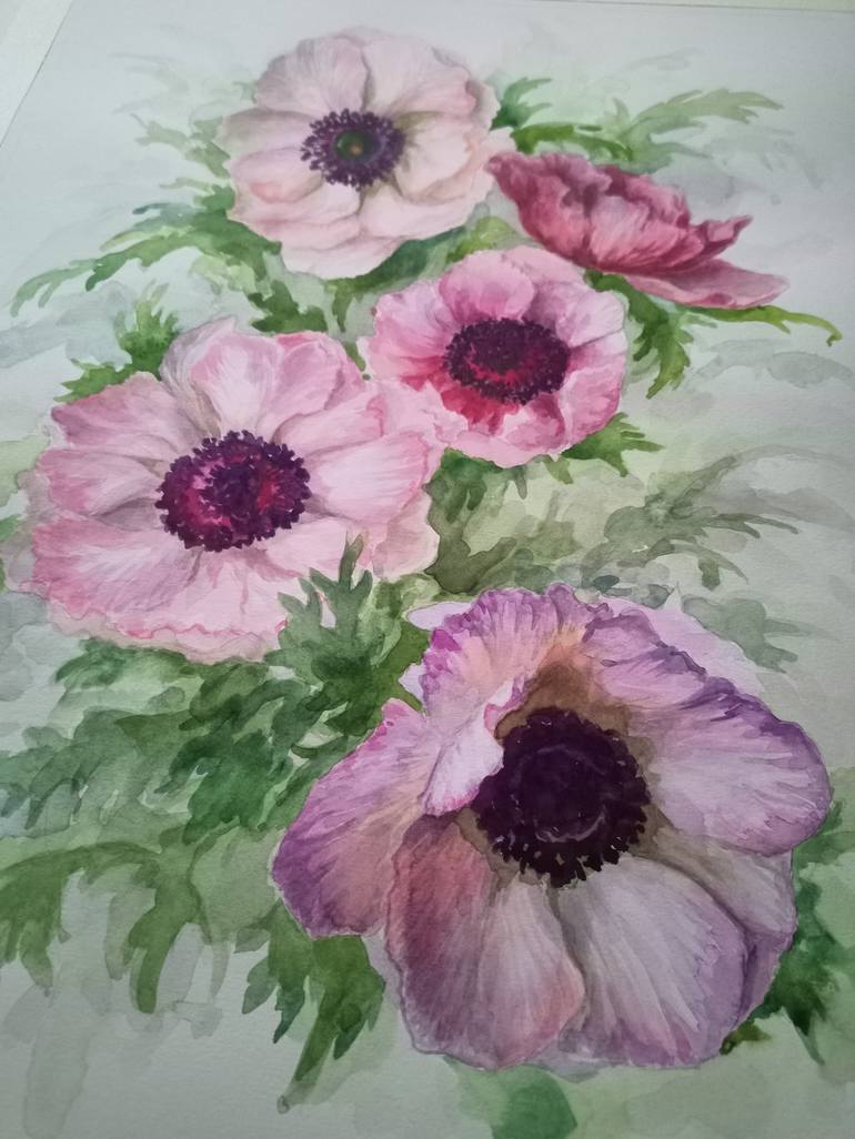 Original Fine Art Floral Painting by Elena Polumordvinova