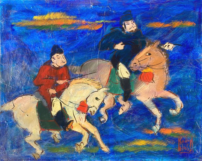 Chinese Horsemen Painting by Sally Huss | Saatchi Art