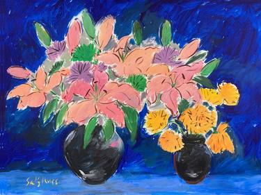 Original Expressionism Floral Painting by Sally Huss