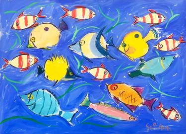 Print of Expressionism Fish Paintings by Sally Huss
