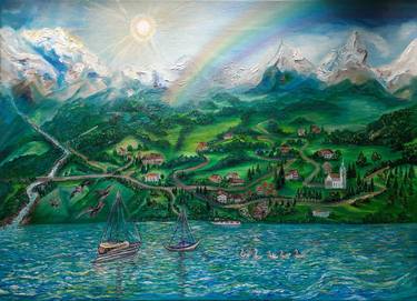 Original Abstract Expressionism Fantasy Painting by Olga Gubysh