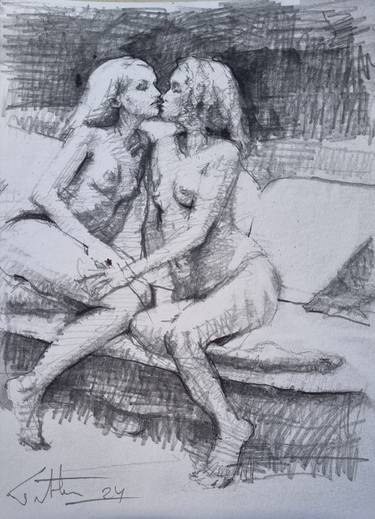 Original Nude Drawing by Marco Ortolan