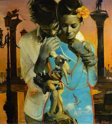 Print of Surrealism Love Paintings by Marco Ortolan