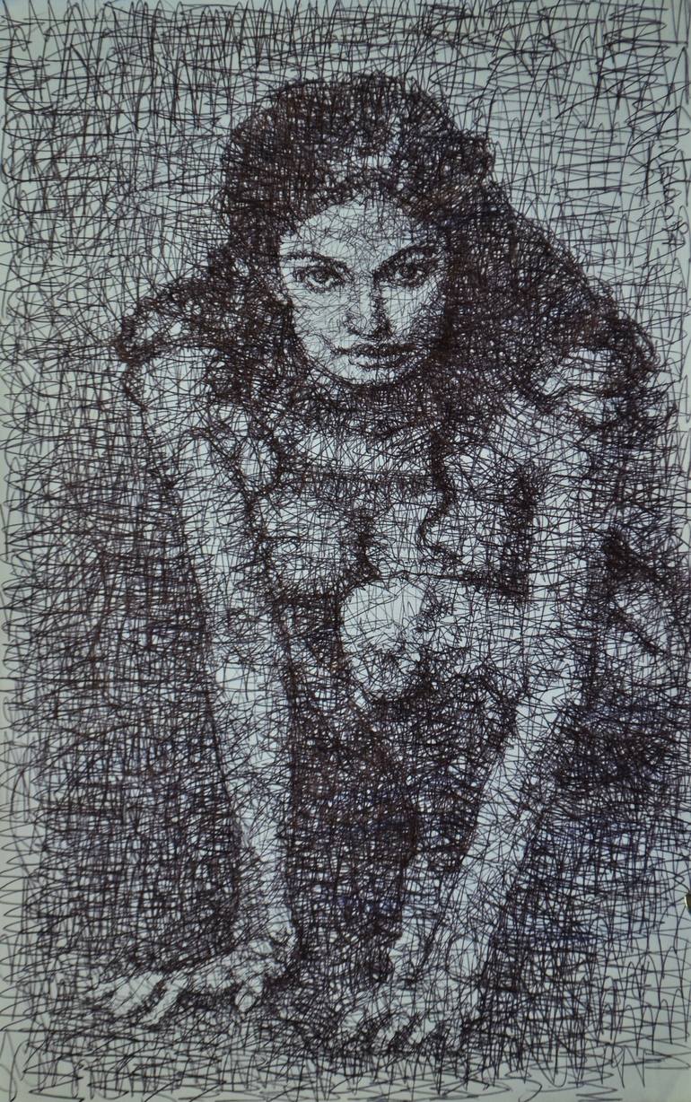 Naked Woman ( BIRO ) Drawing by Marco Ortolan | Saatchi Art